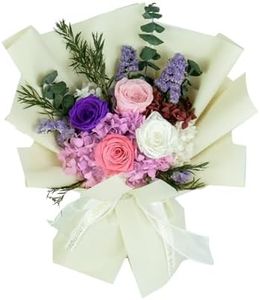 GLAMOUR BOUTIQUE Preserved Flowers Bouquet - Flowers Roses Forever in a Box with Hydrangeas, Gift Ready for Anniversary, Birthday, Valentine's Day, Mother's Day, Flower Eternal for Delivery - Pink