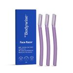 Be Bodywise Reusable Face Razor For Women - Pack of 3 | Instant & Painless Hair Removal | Suitable For Eyebrow, Upper lip, Chin | Stainless Steel Blade & Firm Grip | Purple