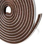 Felt Pile Weather Stripping Brush Strip for Window and Door Seal 11/32 inch x 11/32 inch x 16 ft, Strong Adhesive Backing Door Felt Strip for Sealing Insulation, Brown