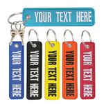 Custom Keychain, Personalized Embroidery Double Sided Text Keychain, Car Key Keyring Accessories for Car, Motorcycle, Scooter, ATV, UTV