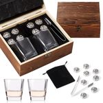 bestyks Whiskey Glasses Set with 8 lion head whiskey ice cubes, 2 whisky glasses, whiskey gifts for men - whiskey accessories set - whiskey stones - creative birthday gift for dad, boyfriend