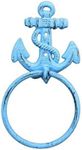 Handcrafted Nautical Decor Rustic Light Blue Cast Iron Anchor Towel Holder 8.5" - Cast Iron Decoration - A