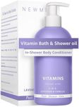 Vitamin In-Shower Body Conditioner Soft Skin Natural Post Shower Care Wet Skin Moisturizer for Body & Legs 2 in 1 Nourishing Bath Oil & Shower Oil Non Greasy Lavender Vanilla Self Care Spa Gift