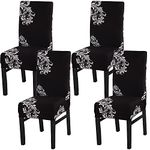 Xundefeng Dining Chair Covers Set of 4 Stretch Slipcovers Elastic Chairs Cover for Kitchen Dining Room, Wings Pattern, Black