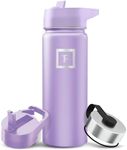 IRON °FLASK Sports Water Bottle - Wide Mouth with 3 Spout Lids - Stainless Steel Gym & Outdoor Bottles for Men, Women & Kids - Double Walled, Insulated Thermos, Metal Canteen - Lavender, 18 Oz