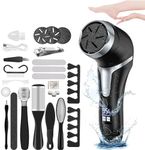 Foot Callus Remover,Electric Foot Callus Removers Rechargeable(with Dander Vacuum Cleaner),Foot Grinder Kit for Cracked Heels Calluses Dead Skin with 3 Grinding Heads 2 Speed,LCD Display (black)