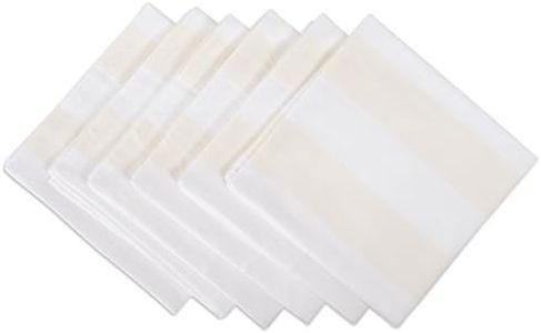 DII Cabana Dobby Stripe Tabletop Collection, Napkin Set, Cream & White 6 Piece