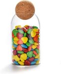 BAGYAM - Glass jar with wooden ball lid, clear Glass storage & food jar with cork ball lid for kitchen food containers set -800 ml (Pack of 1)