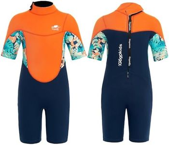 Gogokids Kids Shorty Wetsuit, 2.5mm SCR Neoprene Wetsuits for Toddlers, Back Zipper Children's Short Wet Suits Comfort & Warmth, UV Wetsuit for Swimming, Snorkelling & Surfing, Ages 2-10 Boys Girls