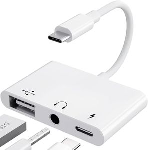 【3 en 1】 Adaptateur USB C Jack 3,5 mm avec Charge Rapide Adaptateur de OTG, Audio Ecouteur Splitter de Type C vers Aux pour Samsung Galaxy S22 Ultra S21 S20 i-Pad Pro Air Pixel 4 (Blanc)