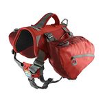 Kurgo Big Baxter™ Dog Backpack, Dog Saddlebag, Dog Pack, Adjustable Saddlebag for Hiking, Walking, Running, Camping, Chili Red/Barn Red