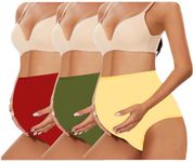 Kifaaru Women's (Size 7XL) High Waist Cotton Stretchable Underwear Brief Full Coverage Maternity Pregnancy C-Section After Delivery Plus Size Panties (Pack Of 3) (Prints and Colors May Vary)