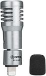 BOYA External Portable Condenser Mini Microphone for iPhone 7/8/X/11/12/13 iPad iPod iOS Lightning Connector Plug Play Professional Tiny Mic for YouTube Video Recording Vlogging Live Streaming BY-P4D