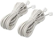 RJ11 6P2C Telephone Line Cord Phone Extension Straight Cable Wire 6p2c Pin Plug Male to Male plug Modular Landline Cable Fax Modem, 10M/ 32Feet Long White (2 of Pack)