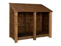 Wooden log store 4ft (W-146cm, H-126cm, D-88cm), brown finish (Without kindling shelf)