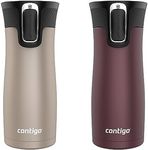 Contigo West Loop 2.0 Leak-Proof Spill-Proof Insulated Stainless Steel Travel Mug, 16oz., 2 Pack, Brown Sugar & Chocolate Truffle Metallic