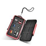 UTEBIT SD Card Holder Water-Resistant Memory Card Carrying Cases Professional Anti-shock SD Card Case Mass Storage Memory Card Case Lanyard for 12 SD Cards + 12 Micro SD TF Cards