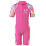 HUAANIUE Girls 2-12Y CocoTree with Heart Swimming Suit 50+UV Sun Protection Swimsuit Costume(CocoTree,140/146)