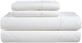 LANE LINEN 100% Egyptian Cotton Bed Sheets - 1000 Thread Count 4PC Calking Sheets Set, Long Staple Cotton Bedding Sheets, Luxury Hotel Sheets, Fits Upto 16" Mattress, Swiss Dot - White