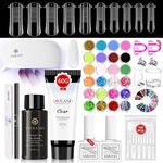 Saviland Poly Gel Nail Kit with UV Lamp, Nail Extension Kit with 60g Clear Poly Gel ,Slip Solution Base & Top Gel Nail Art Decorations Dual Form Complete Nail Art Kit for DIY Extension Gel Nails