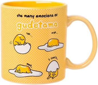 Silver Buffalo Sanrio The Many Emotions of Gudetama Lazy Egg Ceramic Mug, 20 Ounces