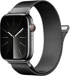 GETSABLE Stainless Steel Loop Magnetic Clasp Replacement band Compatible with iWatch Bands Ultra Series 9 8 7 SE 6 5 4 3 2 1,(45mm/44mm/42mm/49mm, Black)