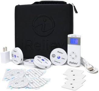 iReliev Wireless TENS + EMS Therapeutic Wearable System Wireless TENS Unit + Muscle Stimulator Combination for Pain Relief, Arthritis, Muscle Strength, Case & 4 Receiver Pods