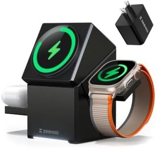 ZEEHOO 3 in 1 Charging Station, iPhone Charging Station for Apple MagSafe Charger, Qi2 Certified, 15W Fast Wireless Charger, for Apple Watch, for iPhone 17,16 15,14,13,12 Series, AirPods (Black)
