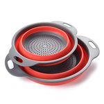 Colander Set, Kitchen Foldable Silicone Filter, Environmentally Friendly Non-Toxic Easy to Clean, 2 Sizes Including 8-inch and 9.5-inch (Red)