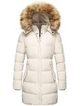 WenVen Women's Winter Thicken Puffer Coat Warm Jacket with Fur Hood (Beige, M)