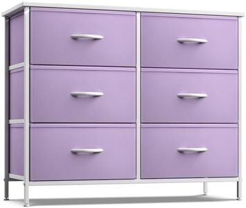 Sorbus Dresser with 6 Drawers - Furniture Storage Tower Unit for Bedroom, Hallway, Closet, Office Organization - Steel Frame, Wood Top, Easy Pull Fabric Bins (6-Drawer, Pastel Purple)