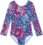 HOZIY Long Sleeve Gymnastics Leotards for Girls 3t 4t Flower Firework Toddlers Sleeved Kids Leo Tumbling Outfits Sparkle Glitter Unitard Dance Clothes Clothing Apparel