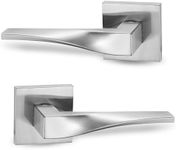 Berlin Modisch Sleek Series Dummy Lever Door Handle Pack of 2 Non-Turning Single Side Pull Only Lever Set [for Closet or French Doors] Heavy Duty – Satin Nickel Finish