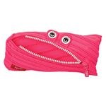 ZIPIT Monster Pencil Case for Girls and Boys, Holds Up to 30 Pens, Machine Washable, Made of One Long Zipper! (Pink)