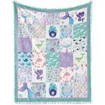 Mermaid Baby Throw Blanket for Girls, Soft Cozy Cute Mermaid Ocean Theme Plush Flannel Crib Blanket for Nursery, 30x40 inch Purple Teal Mermaid Fleece Blanket for Couch Newborn Toddler Kids Gift