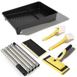 Paint Pads for Walls and Ceilings,Paint Pad with 1.2m Extension Pole and 2pcs Replacement, Paint Pad Set with 9inch Paint Tray,Paint Edger Tool and Triangular Brush for Wall Painting, Wood Decks, Et
