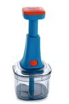 Ganesh Clever Chop Push Chopper Manual Hand Press Push Chopper with 3 Blades for Effortless Chopping Vegetables & Fruits-600ML, Multicolor