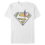 Warner Bros. Men's Superman Logo Up Up T-Shirt, White, XXL