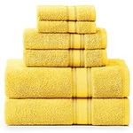 Luxury Bath Towels Set - 6 Piece Set, 100% CottonBathroom Towels, Zero Twist, Shower Towels, Extra Absorbent Bath Towel, Super Soft, 2 Bath Towels, 2 Hand Towels, 2 Wash Cloths - Mimosa