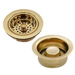 Westbrass D2165-01 Post Style Large Kitchen Basket Strainer with Waste Disposal Flange and Stopper, Polished Brass