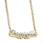 MeMeDIY Double Plated Name Necklace Personalized Name Plate Necklaces Two Tone Gold and Silver Name Necklace for Women Heart Made Letter Name Plate Pendant Necklace Dainty Jewelry Gift 14"-22" -G1