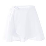 Kefiyis Ballet Skirt Chiffon Ballet Wrap Skirt Adjustable Ribbon Tie Dance Skirt for Girls and Women White M