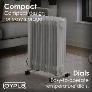 Oypla 2500W Oil Filled Radiator – Portable Electric Heater