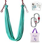 (Turquoise) - Aerial Yoga Hammock 5.5 Yards Premium Aerial Silk Fabric Yoga Swing for Antigravity Yoga Inversion Include Daisy Chain,Carabiner and Pose Guide