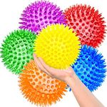 3.5” Large Dog Toys Ball, 6 Pack Squeaky Dog Toys, Durable Dog Toys for Aggressive Chewers, Spiky Dog Ball for Clean Teeth and Training, Fetch Toys for Large Dogs, Puppy Chew Toys for Teething