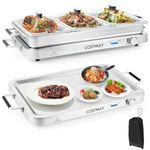 COSTWAY 2 in 1 Electric Buffet Server, 3 x 2.5L Food Warmer with Warming Plate Function, Adjustable Temperature Control, Transparent Lids and Storage Bag, 450W Dual Function Hot Plate Chafing Dish