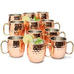 Kitchen Science Moscow Mule Mugs Set of 12| Food Safe | High Grade Stainless Steel Mugs With Pure Copper Plating | Brass Handles With Thumb Rest |19 Oz | Large Size