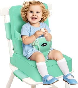 YONTINY Toddler Booster Seat for Kitchen Chair, 2-in-1 Dining Table Booster Seat with Backrest & Adjustable Straps – Easy-Clean, PU Portable Toddler Eating Travel Increasing Cushion-Green