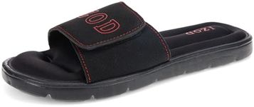 Izod Men's Stephen Adjustable Sport Slide Sandal with Memory Foam, Medium (Men's size 7-8), Black Red