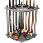 GSE Games & Sports Expert Billiards Pool Stick Holder Only, Corner-Style Floor Stand Billiard Pool Cue Racks with Score Counters, Holds 8 Pool Cue Sticks and a Full Set of Balls (Brushed Grey)